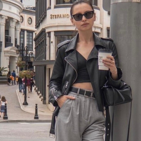 Rag & Bone Balfern Black Leather Biker Moto Jacket SIze 0 / XS